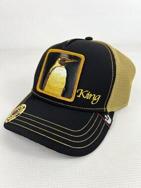 Goorin Bros Hat Cap Snap Back Black Trucker King Penguin Mens Quart Major